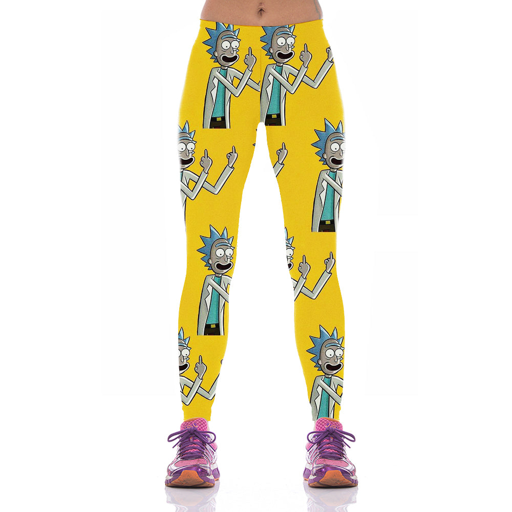 Rick Sanchez Middle Finger Leggings Alien Shopping