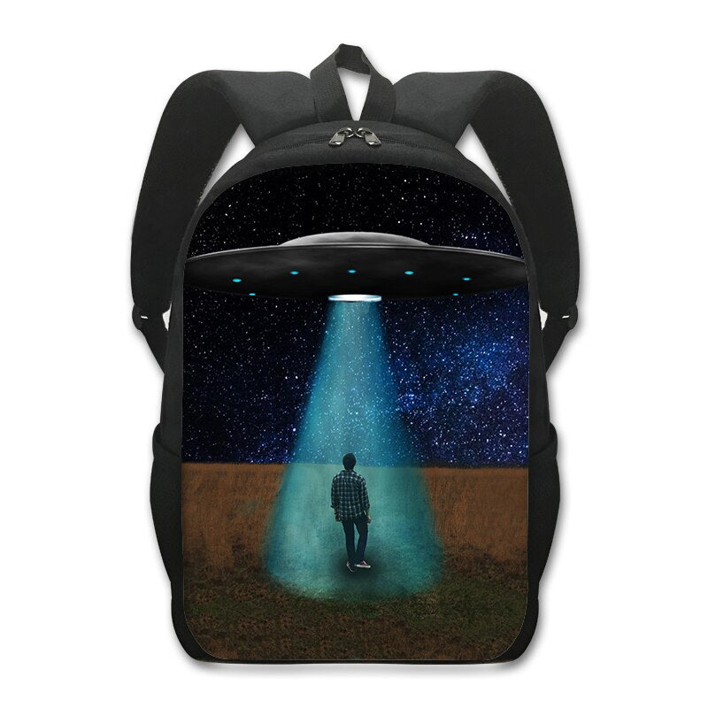 Mochila Negra Aliens Extraterrestres Backpack