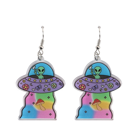 Acrylic UFO Drop Earrings