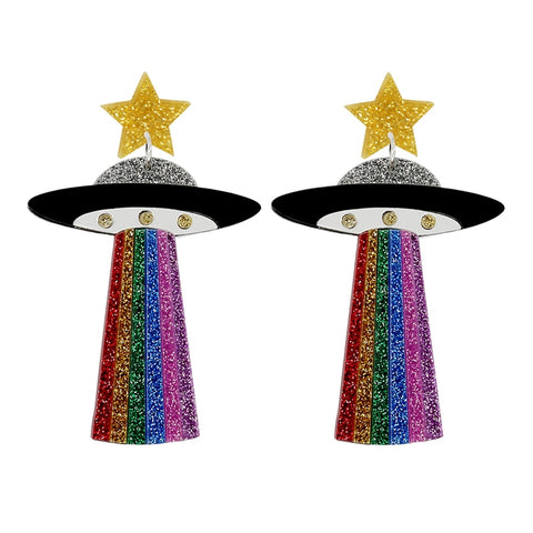 Astronaut Star UFO Earrings