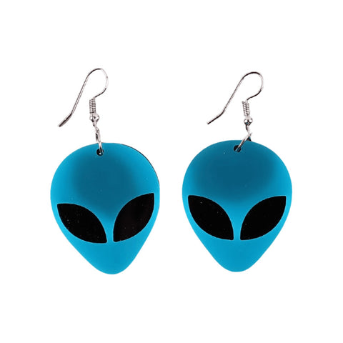 Blue Alien Earrings