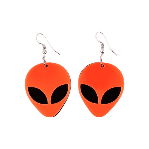 Orange Alien Earrings