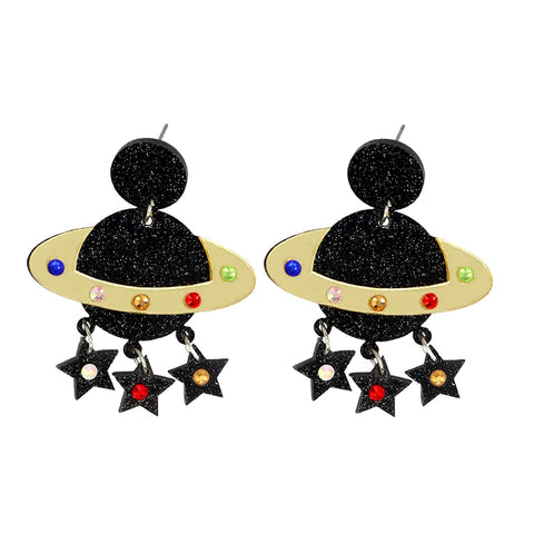 UFO Astronaut Star Earrings
