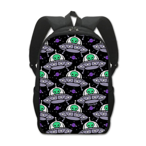 Mochila Negra Aliens Extraterrestres Backpack