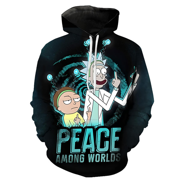 Rick And Morty Middle Finger Hoodie Alien Shopping